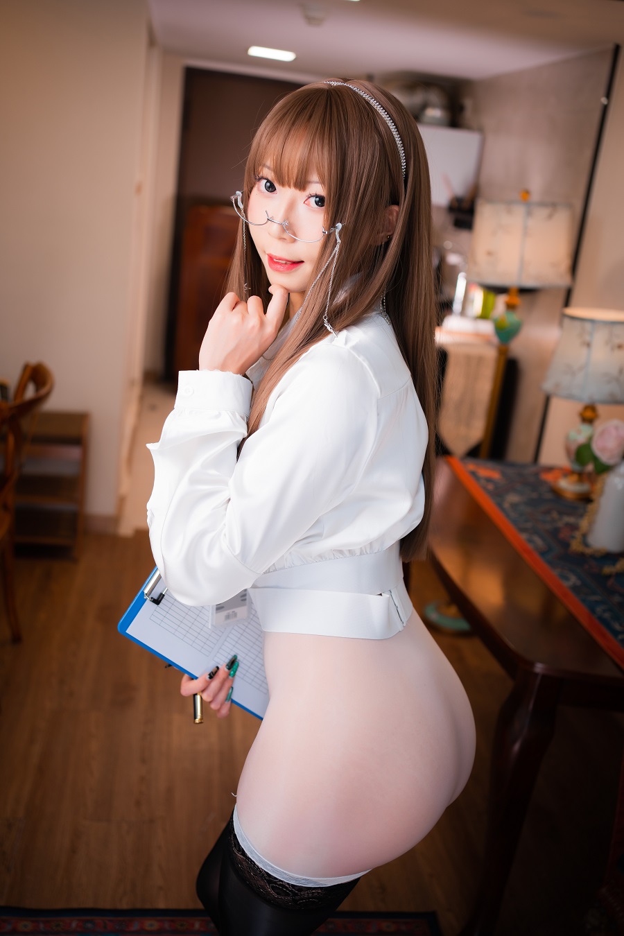 Money冷冷-透明OL裙眼镜娘[58P+2V] 小姐姐 预览2图