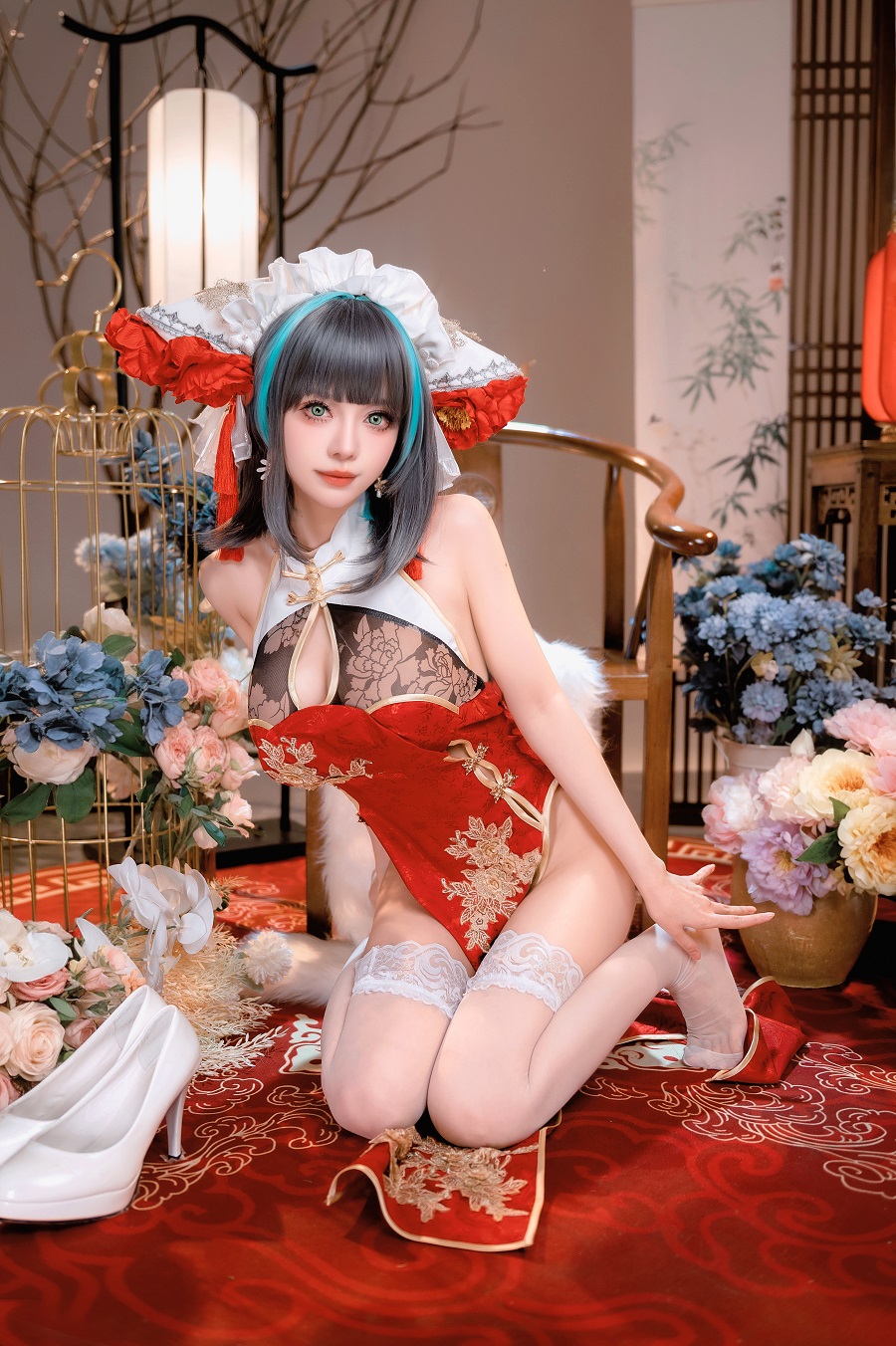 Shika小鹿鹿-碧蓝航线写真本-柴郡新春旗袍[16P] 小姐姐 预览3图